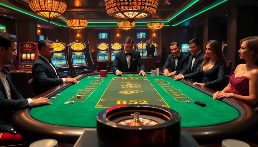 Experience the excitement at the B52 gaming table in a high-stakes casino atmosphere.
