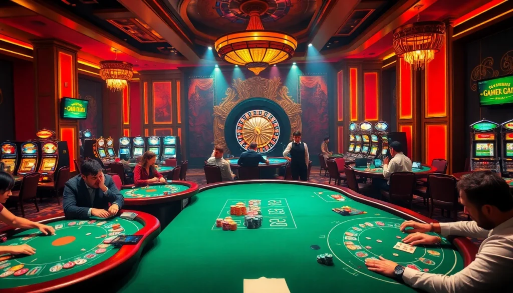 Experience the thrill of high-stakes gaming at https://f168.tools/ with vibrant poker tables and roulette wheels.