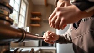 Gas fitter north shore performing repairs on gas piping in a cozy kitchen.