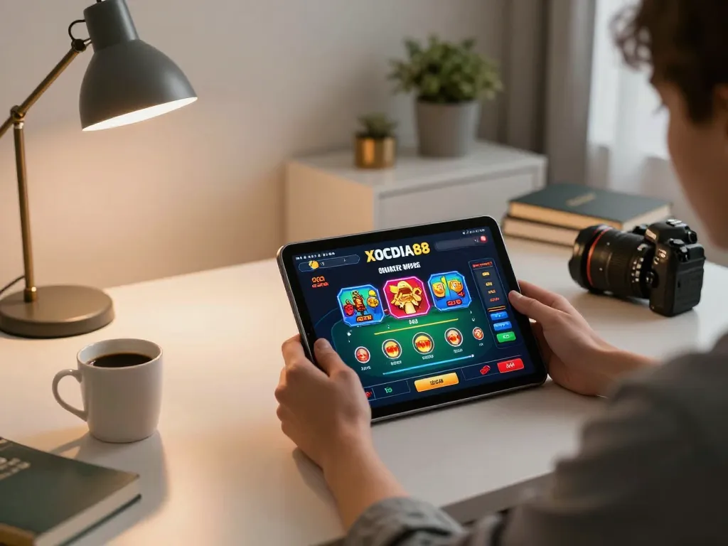 Engaging poker gameplay on XOCDIA88 platform showcased in a cozy home environment.