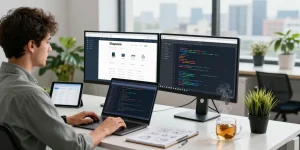 Shopware Agency professional freelancer optimizing an online store in a modern e-commerce workspace