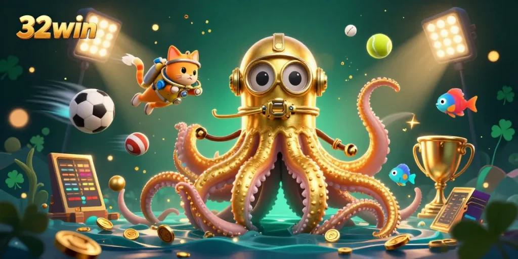 Experience thrilling action at 32win with captivating games, sparkling gold elements, and dynamic sports visuals.
