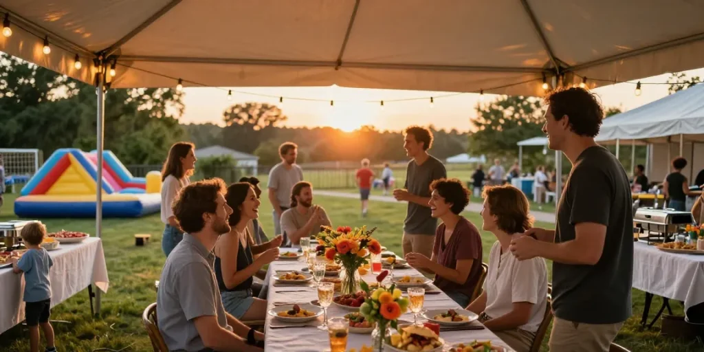 Entertaining blogs showcase vibrant summer celebration setups with joyful gatherings.