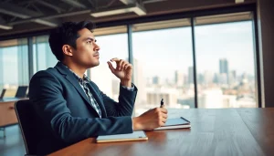 Visualizing an ideal career with a focused professional in a modern office.