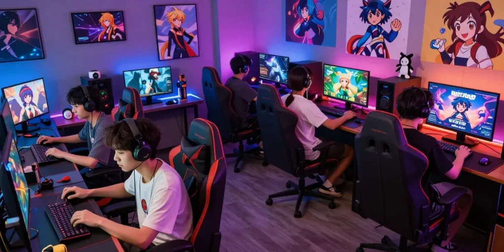 Players enjoying exciting hentaigames on various devices in a vibrant gaming environment.