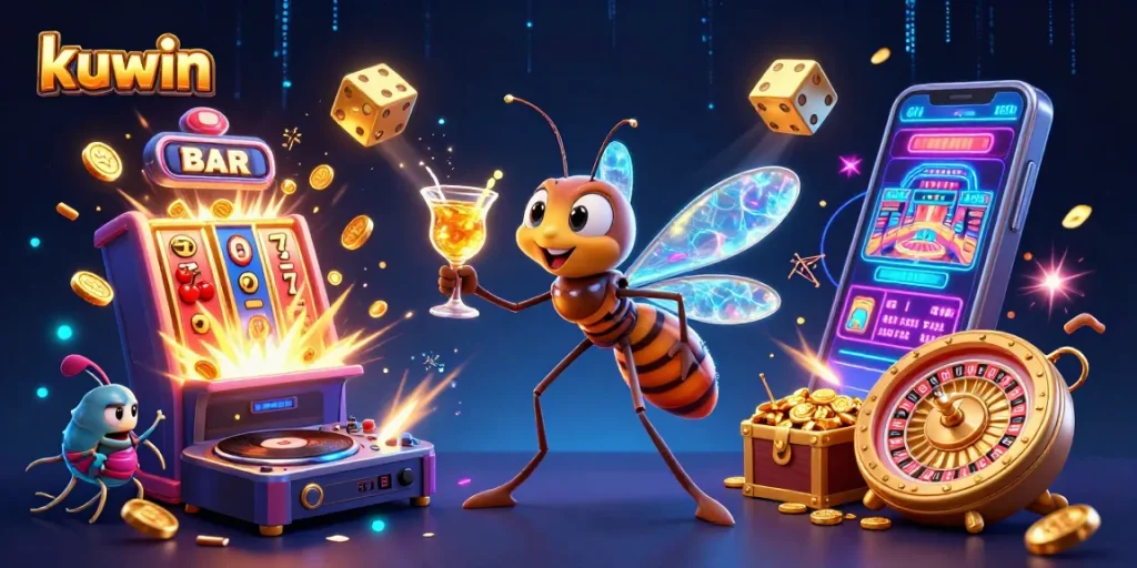 Kuwin offers immersive gaming experiences with a lively casino atmosphere featuring a unique mascot and engaging game elements.
