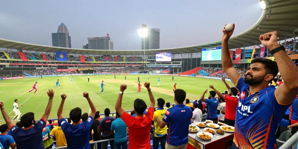 Fans celebrate MI vs RR at Wankhede for 2026FIFA cricket match.
