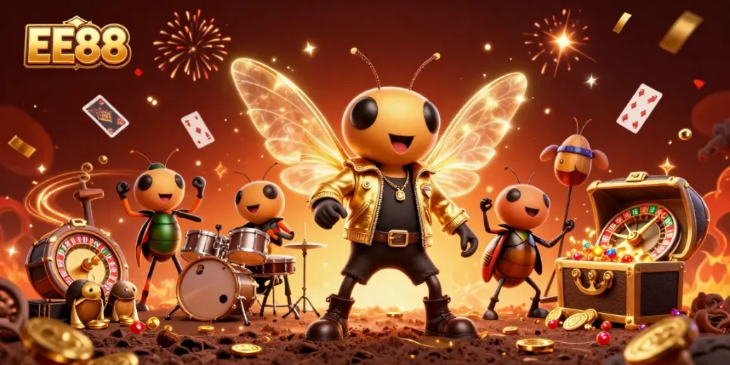 Experience vibrant gameplay at EE88 while witnessing a captivating rock star scene.