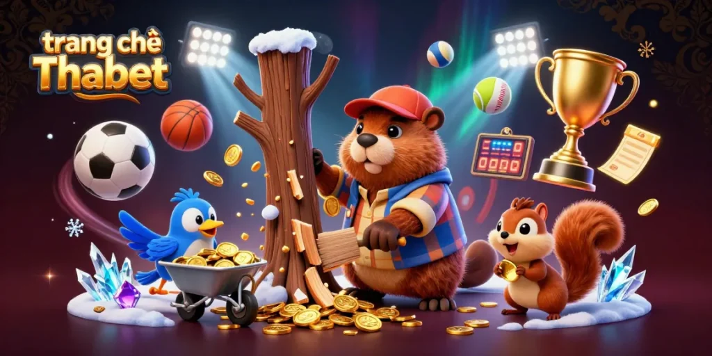 Play thrilling games at trang chủ Thabet with vibrant characters, golden coins, and dynamic sports elements.