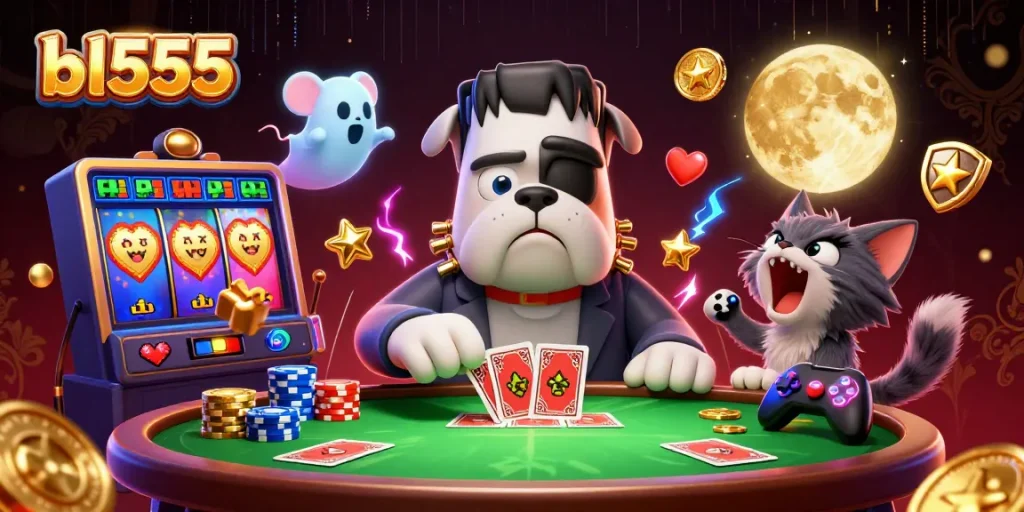 Engage in thrilling gameplay at bl555 with energetic characters and vibrant casino elements.