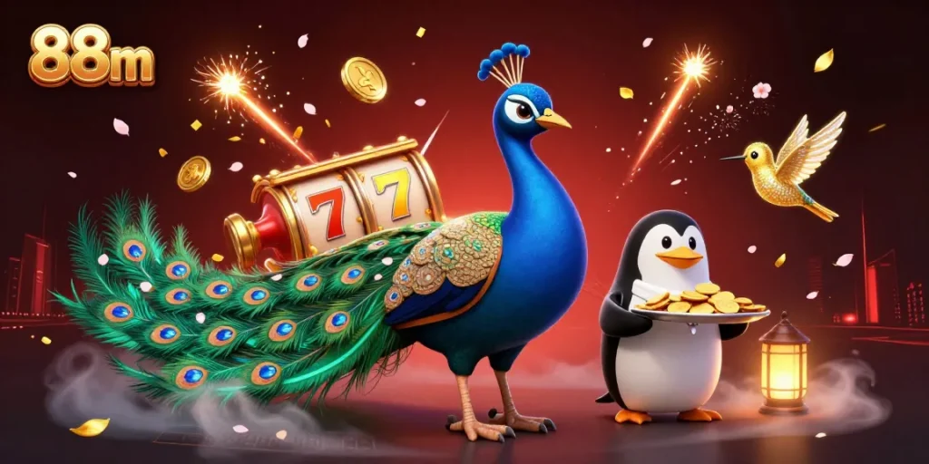 Experience thrilling gameplay at 88m with dazzling slot reels and charming characters.